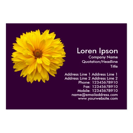 Yellow Chrysanthemum - Purple Business Card Templates (front side)