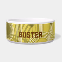 Yellow circle and track custom name pet bowl pet bowls