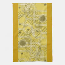 Yellow circle and track kitchen tea towel american mojo kitchen towels