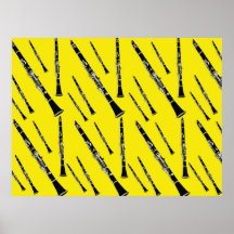 Yellow Clarinet Pattern Poster