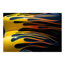 Yellow Classic Car Flames posters by Photoartproducts Yellow Classic Car Flames posters