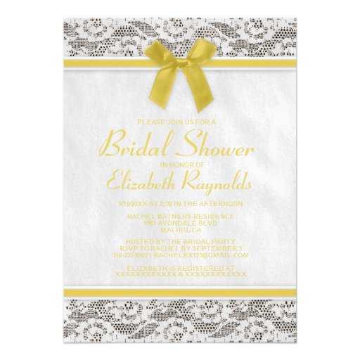 Yellow Country Lace Bridal Shower Invitations