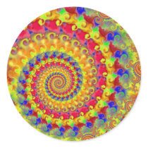 Yellow Crazy Fractal Round Sticker