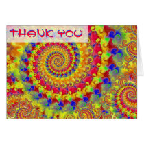 Yellow Crazy Fractal Thank You Card