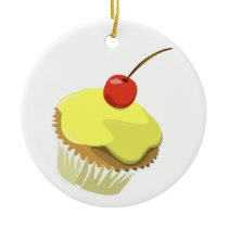Yellow cupcake ornament ornaments