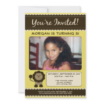 Yellow Custom 5x7 Flat Lion Birthday Party Invite invitations