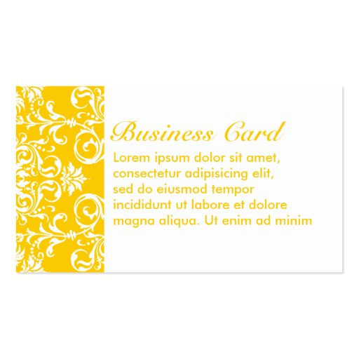Yellow + Custom Color Damask Pattern Business Card Templates