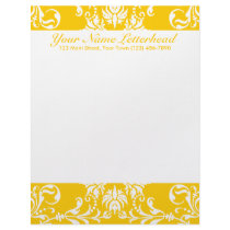 Yellow + Custom Color Damask Pattern Letterhead Design
