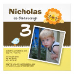 Yellow Custom Lion & Birdie Birthday Party Invite