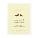 Yellow custom save the date love birds flat card postcard