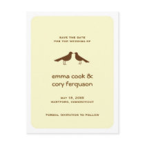 Yellow custom save the date love birds flat card post cards