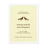 Yellow custom save the date love birds flat card post cards