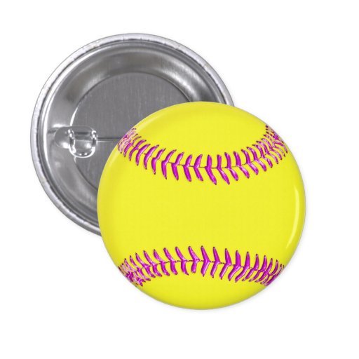 Yellow Custom Softball Pins Glassy Pink Threads Zazzle
