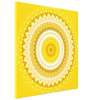 Yellow Daffodil Mandala Pattern Gallery Wrapped Canvas
