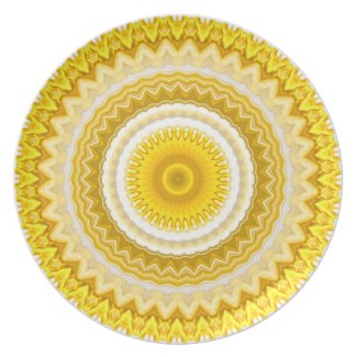 Yellow Daffodil Mandala Pattern Dinner Plate