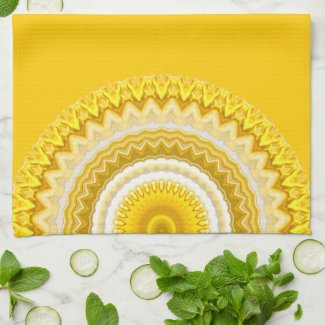 Yellow Daffodil Mandala Pattern Towels