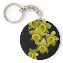 Yellow Daffodils On Black Key Chain