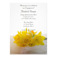 Yellow Daffodils on White Engagement Party Invite