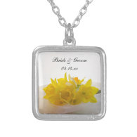Yellow Daffodils on White Wedding Necklace