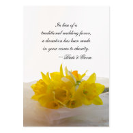 Yellow Daffodils Wedding Charity Favor Card Business Card Template