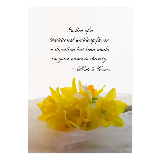 Yellow Daffodils Wedding Charity Favor Card Business Card Template (front side)