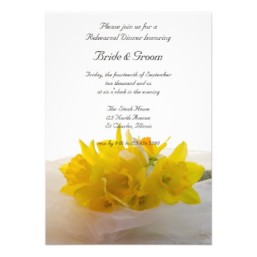 Yellow Daffodils Wedding Rehearsal Dinner Invite