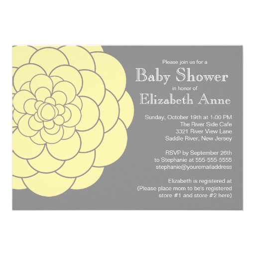 Yellow Dahlia Bloom Floral Neutral  Baby Shower Personalized Announcement