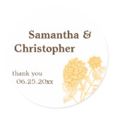 Yellow dahlia flower wedding favor tag seal label round sticker