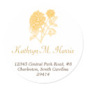 Yellow dahlia simple elegance circle address label sticker