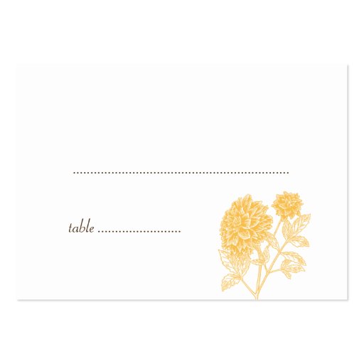 Yellow dahlia wedding escort seating place cards business card template