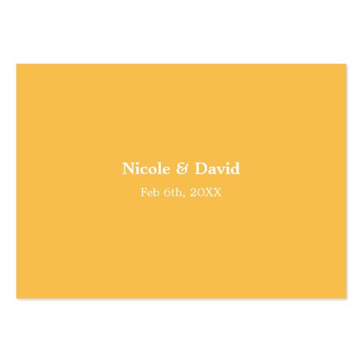 Yellow dahlia wedding escort seating place cards business card template (back side)
