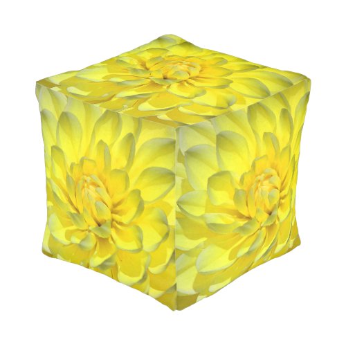 Yellow Dahlias (Customizable) Cube Pouf