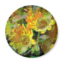 Yellow Daises by jaggededgecustoms Refrigerator Magnet