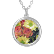 Yellow Daisies and Red Roses Pendant