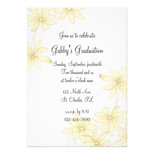 Yellow Daisies Graduation Party Invitations