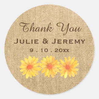 Yellow Daisies on Burlap