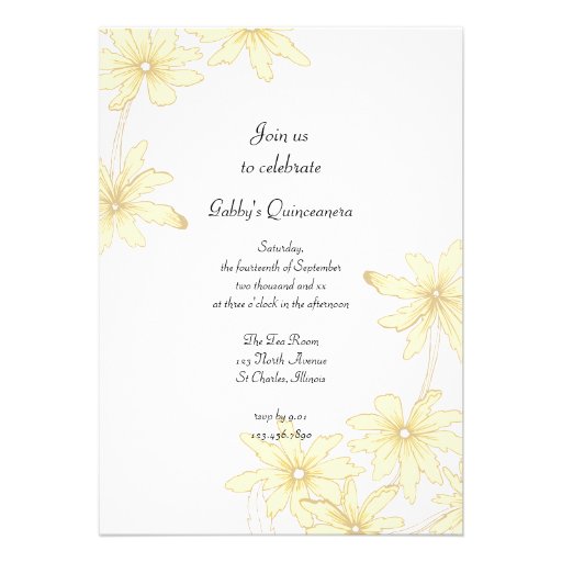 Yellow Daisies Quinceanera Party Invitation