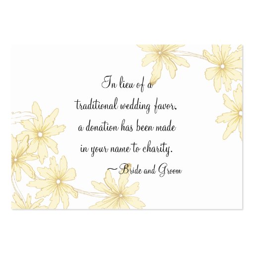 Yellow Daisies Wedding Charity Card Business Card (front side)