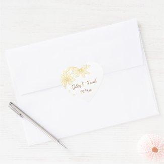 Yellow Daisies Wedding Heart Shaped Envelope Seals