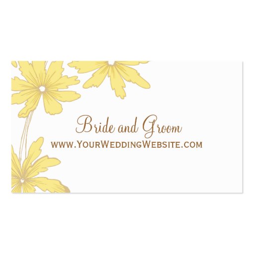 Yellow Daisies Wedding Website Card Business Cards (front side)