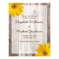 Yellow Daisy Barn Wood Save the Date Announcement