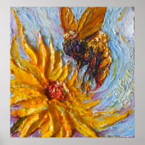 Yellow Daisy & Bee Canvas Print