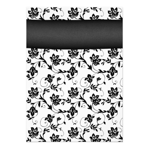 Yellow Daisy Black White Floral Wedding Invitation