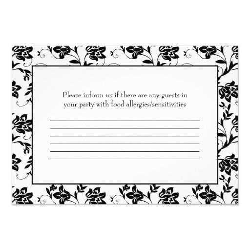Yellow Daisy Black White Floral Wedding RSVP Personalized Announcements