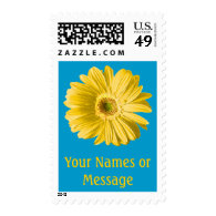 Yellow Daisy Flower Custom Name/Text Postage Stamp