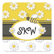 Yellow Daisy Monogram Sticker