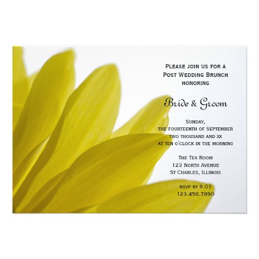 Yellow Daisy Petals Post Wedding Brunch Invitation