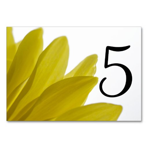 Yellow Daisy Petals Table Numbers Table Cards | Zazzle