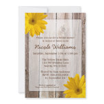 Yellow Daisy Rustic Barn Wood Bridal Shower Invites