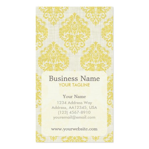 Yellow Damask Appointment Business Card (front side)